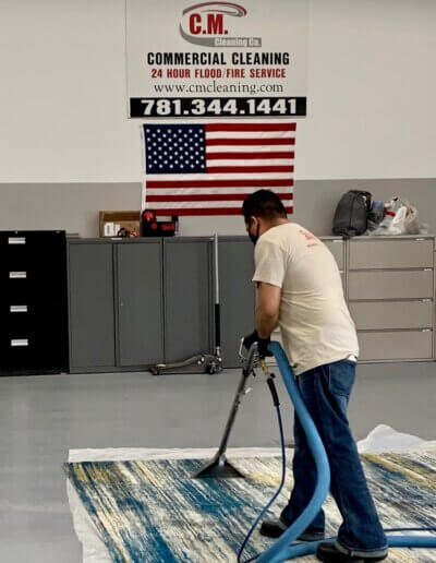 Removing stains from a rug