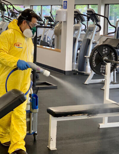 Disinfecting gym equipment