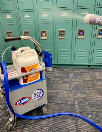 Germ removal from school hallway lockers