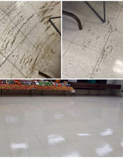 Tile floor before and after cleaning