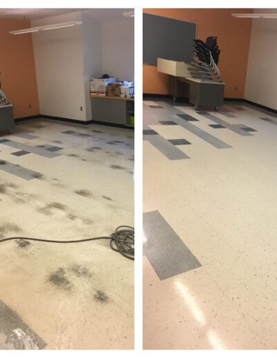 Floor before and after cleaning 
