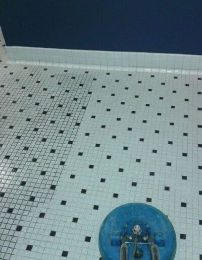 Dirty and clean tile floor 