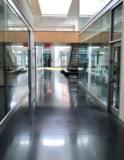 Hallway with clean windows and floors